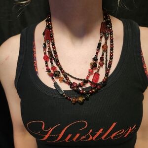 Red and black layer necklace